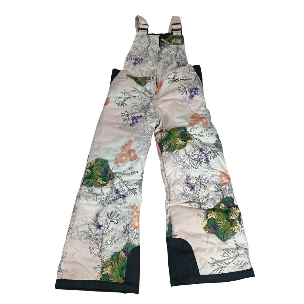 Arctix Kids 5T Pink Floral Insulated Snow Bibs Ski Pants Tropical Print Winter